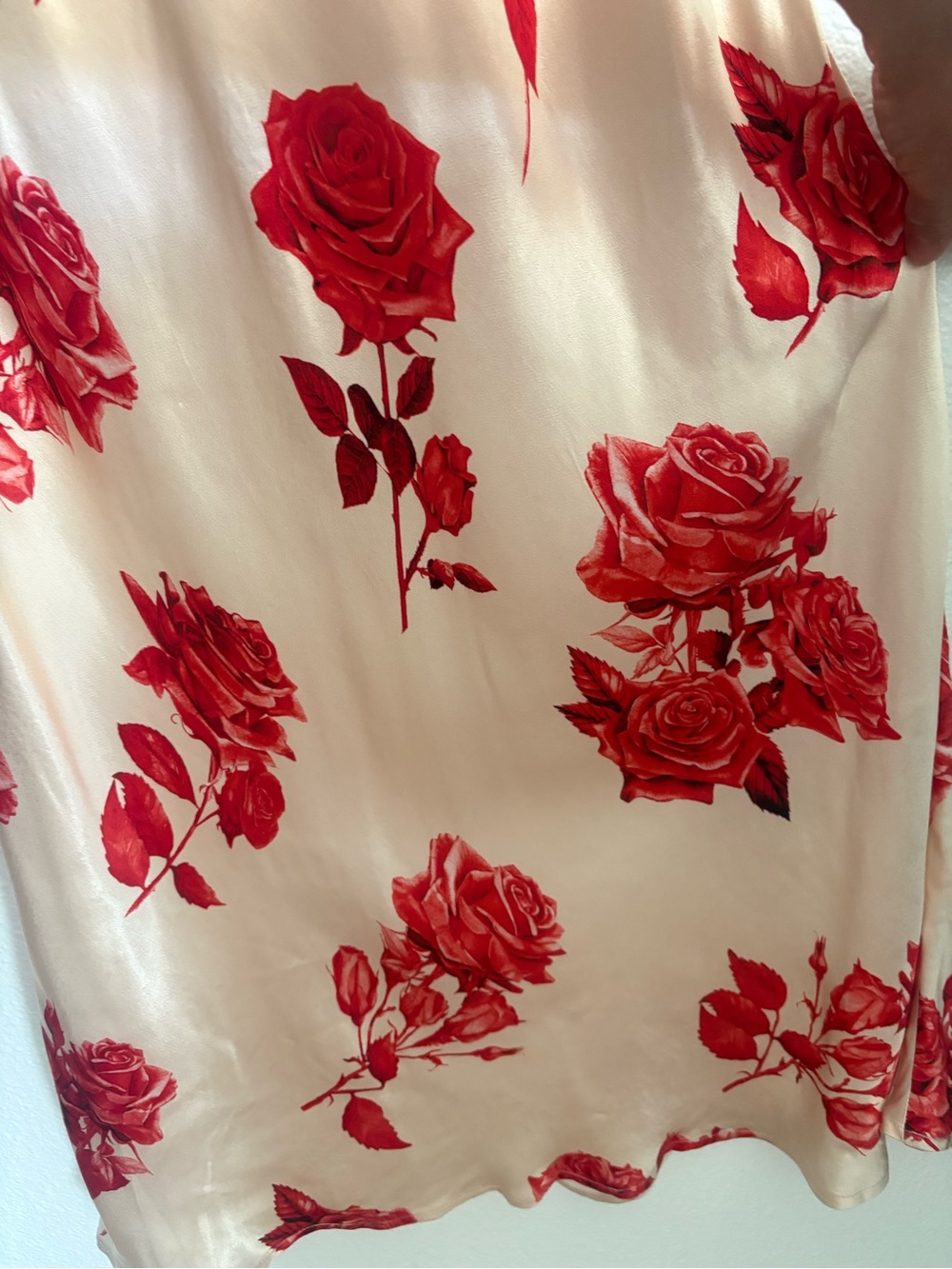MESHKI Red Rose Champagne Satin Slip Maxi Dress Size S - Picture 11 of 16